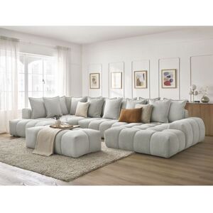 Bobochic - Canapé Panoramique Convertible Coffre Everest Tissu Texturé Avec Pouf Angle Droit Gris Clair - Publicité Bobochic - Canapé Panoramique Convertible Coffre Everest Tissu Texturé Avec Pouf Angle Droit Gris Clair - Publicité