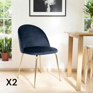 Pier Import - Chaise En Velours Bleu Foncé À Dossier Rond (lot De 2) Montreux - Publicité Pier Import - Chaise En Velours Bleu Foncé À Dossier Rond (lot De 2) Montreux - Publicité