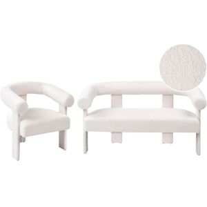 BELIANI Ensemble De Salon Retro En Bouclé Avec Canapé 2 Places Et Fauteuil Rembourrés Blanc Cassé Ilbro - Publicité BELIANI Ensemble De Salon Retro En Bouclé Avec Canapé 2 Places Et Fauteuil Rembourrés Blanc Cassé Ilbro - Publicité