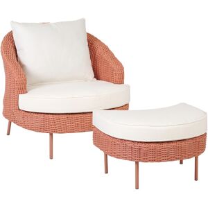 BELIANI Fauteuil de Jardin avec Ottoman Repose Pieds en Rotin pe RoseArcille - Rose - Publicité