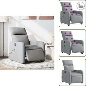 VIDAXL Fauteuil De Massage Inclinable Électrique Gris Clair Tissu - Fauteuil Inclinable - Fauteuil Massant - Relaxation - Massage Électrique - Chaise Relaxante - Publicité VIDAXL Fauteuil De Massage Inclinable Électrique Gris Clair Tissu - Fauteuil Inclinable - Fauteuil Massant - Relaxation - Massage Électrique - Chaise Relaxante - Publicité