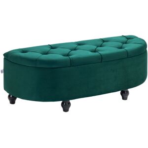 Homcom - Pouf De Rangement Coffre 2 En 1 - Pouf Design Classique Chic Capitonné Demi-cercle - Pieds Bois Hévéa Noir Revêtement Velours Vert Emeraude - Publicité Homcom - Pouf De Rangement Coffre 2 En 1 - Pouf Design Classique Chic Capitonné Demi-cercle - Pieds Bois Hévéa Noir Revêtement Velours Vert Emeraude - Publicité