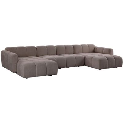 VENTE-UNIQUE Canapé D'Angle Panoramique Modulable En Tissu Texturé Taupe Carlivi - Publicité VENTE-UNIQUE Canapé D'Angle Panoramique Modulable En Tissu Texturé Taupe Carlivi - Publicité