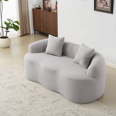 ACKERMAN Canapé D'Angle Gris Clair Incurvé, Accoudoirs Ronds, Canapé Compressé Avec 2 Coussins, Canapé De Chambre Beige, Sans Montage Requis. Publicité ACKERMAN Canapé D'Angle Gris Clair Incurvé, Accoudoirs Ronds, Canapé Compressé Avec 2 Coussins, Canapé De Chambre Beige, Sans Montage Requis. Publicité