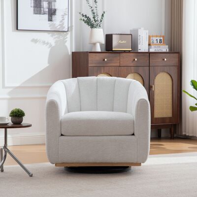 DEVOKO Ottoman Chenille Ivoire 360° Pivotant, Fauteuil Tonneau À Pompons Forme Citrouille Pour Salon Et Chambre - Publicité DEVOKO Ottoman Chenille Ivoire 360° Pivotant, Fauteuil Tonneau À Pompons Forme Citrouille Pour Salon Et Chambre - Publicité