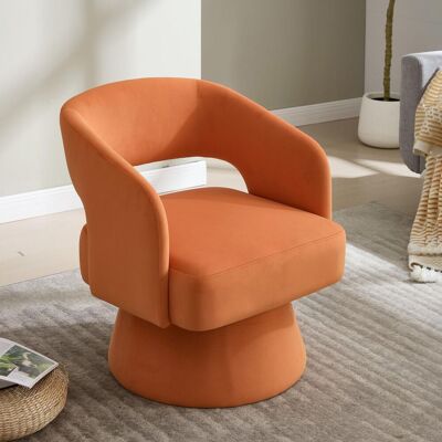 OEM Fauteuil Pivotant À 360°, Fauteuil Tonneau Moderne Et Confortable En Velours, Dossier Ouvert, Coussins En Mousse Souple, Base Pivotante En Métal Pour Salon/chambre/bureau - Publicité OEM Fauteuil Pivotant À 360°, Fauteuil Tonneau Moderne Et Confortable En Velours, Dossier Ouvert, Coussins En Mousse Souple, Base Pivotante En Métal Pour Salon/chambre/bureau - Publicité