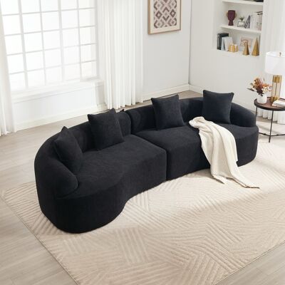 ACKERMAN Canapé Incurvé 4 Places – Canapé Modulaire En Velours Chenille Moderne Livré En Carton, Confortable Et Gain De Place Pour Salon Et Appartement, Pas De Montage Requis – Noir - Publicité ACKERMAN Canapé Incurvé 4 Places – Canapé Modulaire En Velours Chenille Moderne Livré En Carton, Confortable Et Gain De Place Pour Salon Et Appartement, Pas De Montage Requis – Noir - Publicité