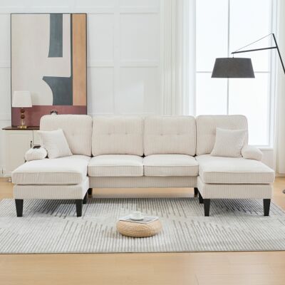 Acavallo Canapé En Chenille, Canapé D'Angle De Salon — Canapé D'Angle En U Avec Pouf De Rangement Canapé D'Angle 6 Places Avec Méridienne - Publicité Acavallo Canapé En Chenille, Canapé D'Angle De Salon — Canapé D'Angle En U Avec Pouf De Rangement Canapé D'Angle 6 Places Avec Méridienne - Publicité
