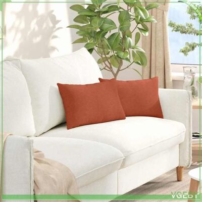 OEM Coussins De Canapé - Rouge Orange - 50 X 30 Cm - Velours Côtelé - Housses Amovibles - Publicité OEM Coussins De Canapé - Rouge Orange - 50 X 30 Cm - Velours Côtelé - Housses Amovibles - Publicité