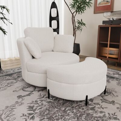 ACKERMAN Fauteuil Xxl Moderne Avec Repose-pieds En Forme De Lune, En Sherpa Ivoire, 3 Coussins Utilisables Séparément, Rembourrage D'Assise Très Élastique - Fauteuil De Lecture Confortable Pour Salon, Chambre - Publicité ACKERMAN Fauteuil Xxl Moderne Avec Repose-pieds En Forme De Lune, En Sherpa Ivoire, 3 Coussins Utilisables Séparément, Rembourrage D'Assise Très Élastique - Fauteuil De Lecture Confortable Pour Salon, Chambre - Publicité