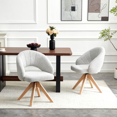 XISRENS Ensemble De Deux Fauteuils Pivotants De Luxe, Légers Et De Style Rétro. Revêtement En Velours Texturé Gris Clair, Pieds En Bois Massif, Rotation À 360°. Dossier Incurvé Enveloppant. Convient Pour Les - Publicité XISRENS Ensemble De Deux Fauteuils Pivotants De Luxe, Légers Et De Style Rétro. Revêtement En Velours Texturé Gris Clair, Pieds En Bois Massif, Rotation À 360°. Dossier Incurvé Enveloppant. Convient Pour Les - Publicité