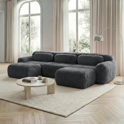 ACKERMAN Canapé Modulaire En U, Tissu Pelucheux, Sans Montage, Base Antidérapante, Avec Coussins, Soutien Ergonomique, Mousse Haute Élasticité, Adapté Pour Salon Et Chambre, Gris - Publicité ACKERMAN Canapé Modulaire En U, Tissu Pelucheux, Sans Montage, Base Antidérapante, Avec Coussins, Soutien Ergonomique, Mousse Haute Élasticité, Adapté Pour Salon Et Chambre, Gris - Publicité