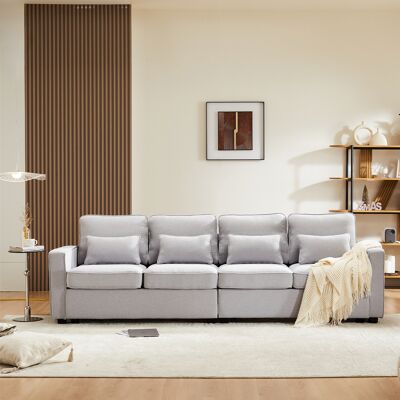 ACKERMAN Canapé Moderne 4 Places En Tissu Lin, Canapé 4 Places Avec Poches D'Accoudoir Et 4 Coussins, Canapé Au Style Simple, Adapté Pour Salon, Appartement, Bureau, 3 Options De Couleur - Publicité ACKERMAN Canapé Moderne 4 Places En Tissu Lin, Canapé 4 Places Avec Poches D'Accoudoir Et 4 Coussins, Canapé Au Style Simple, Adapté Pour Salon, Appartement, Bureau, 3 Options De Couleur - Publicité