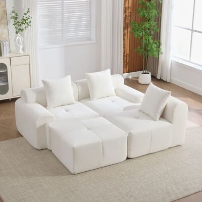 ARRIGONI Canapé Nuage Moderne Avec Pouf, Canapé D’angle Modulaire En L Sans Armature, Beige, Canapé 3 Places En Mousse À Mémoire De Forme Compressée, Sans Montage – Dimensions: 268×102×78 Cm - Publicité ARRIGONI Canapé Nuage Moderne Avec Pouf, Canapé D’angle Modulaire En L Sans Armature, Beige, Canapé 3 Places En Mousse À Mémoire De Forme Compressée, Sans Montage – Dimensions: 268×102×78 Cm - Publicité