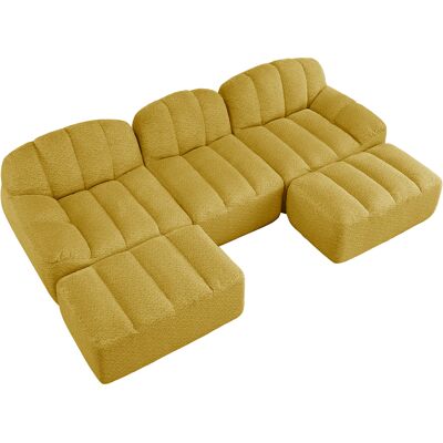 CAPSKA Caizicanapé Modulable En U 3 Places Avec 2 Ottomans, Design Sans Armature En Mousse Haute Densité 32d, Assise Profonde, Idéal Pour Le Salon, Tissu Doux, Jaune - Publicité CAPSKA Caizicanapé Modulable En U 3 Places Avec 2 Ottomans, Design Sans Armature En Mousse Haute Densité 32d, Assise Profonde, Idéal Pour Le Salon, Tissu Doux, Jaune - Publicité