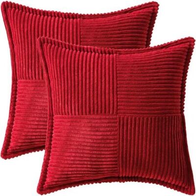 Bunthaus Housses De Coussin Décoratives Pour Canapé-lit, Salon, 35 X 35 Cm, Lot De 2, Coussins Décoratifs Bordeaux Rouge Bohème, Taies D'Oreiller En Velours Côtelé Doux À Rayures Latérales - Publicité Bunthaus Housses De Coussin Décoratives Pour Canapé-lit, Salon, 35 X 35 Cm, Lot De 2, Coussins Décoratifs Bordeaux Rouge Bohème, Taies D'Oreiller En Velours Côtelé Doux À Rayures Latérales - Publicité