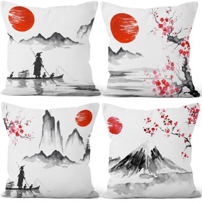 OEM Royaluxe-45x45cm Lot De 4 Japonais Housse De Coussin Rouge Soleil Noir Et Blanc Paysage Mont Fuji Lin De Coussincarré Taie D'Oreiller Été Decoration Taverne Japonaise Maison Décor Canapé Tatami - Publicité OEM Royaluxe-45x45cm Lot De 4 Japonais Housse De Coussin Rouge Soleil Noir Et Blanc Paysage Mont Fuji Lin De Coussincarré Taie D'Oreiller Été Decoration Taverne Japonaise Maison Décor Canapé Tatami - Publicité