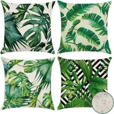 OEM Lot De 4 (45 X 45 Cm – Plantes Tropicales 01) Housses De Coussin D'Extérieur Imperméables À Motif De Plantes Tropicales Vertes Pour Canapé, Terrasse, Jardin, Salon, Chambre À Coucher, Décoration-dou - Publicité OEM Lot De 4 (45 X 45 Cm – Plantes Tropicales 01) Housses De Coussin D'Extérieur Imperméables À Motif De Plantes Tropicales Vertes Pour Canapé, Terrasse, Jardin, Salon, Chambre À Coucher, Décoration-dou - Publicité