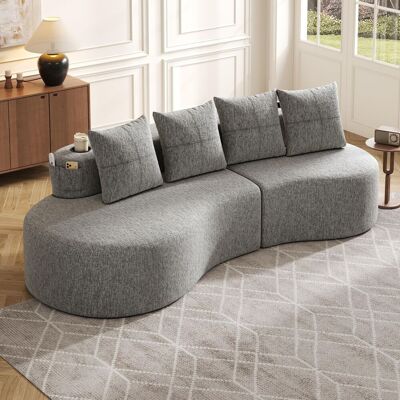 OEM Canapé En Lin Avec 4 Coussins, Garnissage En Mousse Haute Densité Et Plumes, Porte-gobelet Et Poche Latérale – Design Unique, Confortable Et Respirant, Idéal Pour Le Salon, La Chambre D'Amis Ou Le Bal - Publicité OEM Canapé En Lin Avec 4 Coussins, Garnissage En Mousse Haute Densité Et Plumes, Porte-gobelet Et Poche Latérale – Design Unique, Confortable Et Respirant, Idéal Pour Le Salon, La Chambre D'Amis Ou Le Bal - Publicité