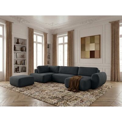 Bobochic - Canapé Panoramique Convertible Coffre Denise Tissu Texturé Avec Pouf Angle Droit Noir - Publicité Bobochic - Canapé Panoramique Convertible Coffre Denise Tissu Texturé Avec Pouf Angle Droit Noir - Publicité