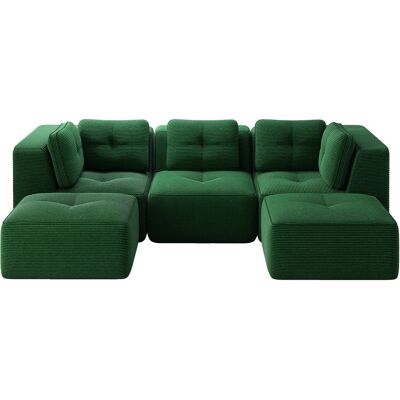 CAPSKA Caizicanapé De Salon Modulable Sans Cadre, Canapé Sectionnel Modulable Avec Ottomane, Adapté Au Salon, Canapé 3 Places En Velours Côtelé À Assise Profonde, Aucun Montage Requis, Vert - Publicité CAPSKA Caizicanapé De Salon Modulable Sans Cadre, Canapé Sectionnel Modulable Avec Ottomane, Adapté Au Salon, Canapé 3 Places En Velours Côtelé À Assise Profonde, Aucun Montage Requis, Vert - Publicité