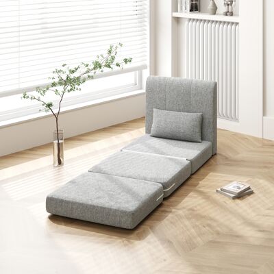 OEM Fauteuil Chauffeuse Pliant 3 En 1 Avec Coussin, Convertible En Matelas Dépliant Pour Invités, Pour Salon/bureau, Gris - Publicité OEM Fauteuil Chauffeuse Pliant 3 En 1 Avec Coussin, Convertible En Matelas Dépliant Pour Invités, Pour Salon/bureau, Gris - Publicité