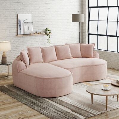 XISRENS Canapé Sans Cadre, En Tissu Chenille, Modèle Cloud, En Forme De L, Avec Assise Extra Profonde Et Larges Accoudoirs, Méridienne Et Coussins Inclus, Livré Monté, Rosewl - Publicité XISRENS Canapé Sans Cadre, En Tissu Chenille, Modèle Cloud, En Forme De L, Avec Assise Extra Profonde Et Larges Accoudoirs, Méridienne Et Coussins Inclus, Livré Monté, Rosewl - Publicité