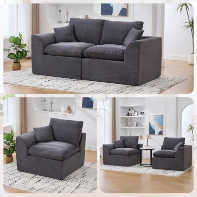OEM Canapé Minimaliste Moderne En Tissu, Canapé Deux Places Pour Salon, Fauteuil Doux Et Confortable, Avec Coussins, Canapé De Détente De Style Nordique Pour Salon Ou Chambre (velours Côtelé Gris) - Publicité OEM Canapé Minimaliste Moderne En Tissu, Canapé Deux Places Pour Salon, Fauteuil Doux Et Confortable, Avec Coussins, Canapé De Détente De Style Nordique Pour Salon Ou Chambre (velours Côtelé Gris) - Publicité