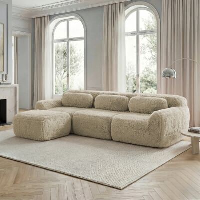 XISRENS Canapé D'Angle Modulable, Tissu Moelleux, Canapé Profond Sans Structure, Livré Monté, Avec Coussins. Mousse Souple Haute Résilience, Base Antidérapante, Convient Au Salon Et À La Chambre, Kaki Clair W - Publicité XISRENS Canapé D'Angle Modulable, Tissu Moelleux, Canapé Profond Sans Structure, Livré Monté, Avec Coussins. Mousse Souple Haute Résilience, Base Antidérapante, Convient Au Salon Et À La Chambre, Kaki Clair W - Publicité