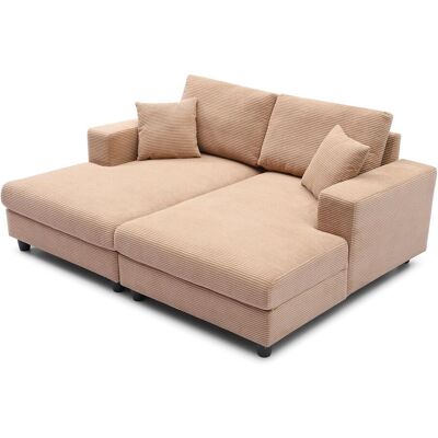MENZZO Duo De Méridiennes Fabien Combinables En Canapé Profond Velours Côtelé Beige - Publicité MENZZO Duo De Méridiennes Fabien Combinables En Canapé Profond Velours Côtelé Beige - Publicité