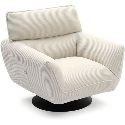 MENZZO Fauteuil Pivotant Moderne Avec Dossier Réglable Ghislain Velours Côtelé Crème - Publicité MENZZO Fauteuil Pivotant Moderne Avec Dossier Réglable Ghislain Velours Côtelé Crème - Publicité