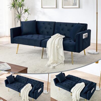 OEM Canapé Deux Places Moderne En Velours, Dossier Réglable En 3 Positions, 2 Coussins Inclus, Pieds En Métal Robustes, Doux Et Confortable Pour Salon, Appartement En Location, Petit Appartement, Bleu - Publicité OEM Canapé Deux Places Moderne En Velours, Dossier Réglable En 3 Positions, 2 Coussins Inclus, Pieds En Métal Robustes, Doux Et Confortable Pour Salon, Appartement En Location, Petit Appartement, Bleu - Publicité