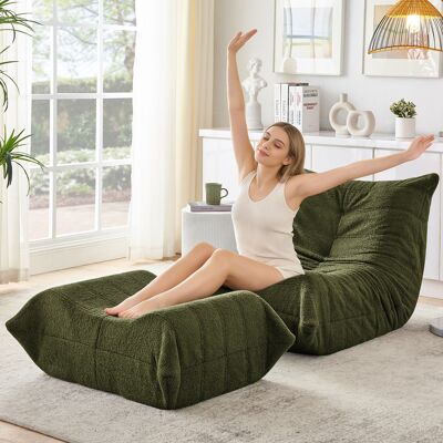 ACKERMAN Canapé Paresseux Avec Dossier Et Repose-pieds, Fauteuil Relax, Fauteuil De Sol En Peluche De Teddy Moelleux, Confortable Fauteuil De Sol Individuel Pour Salon, Chambre À Coucher, Bureau, Appartement, - Publicité ACKERMAN Canapé Paresseux Avec Dossier Et Repose-pieds, Fauteuil Relax, Fauteuil De Sol En Peluche De Teddy Moelleux, Confortable Fauteuil De Sol Individuel Pour Salon, Chambre À Coucher, Bureau, Appartement, - Publicité