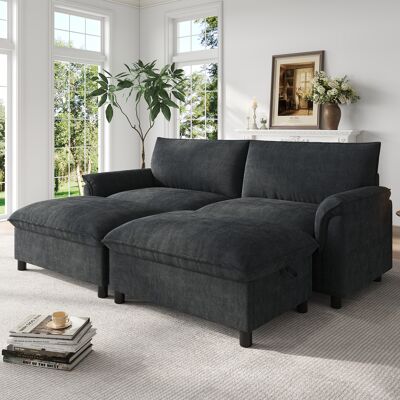 LEMONBEST Canapé Modulable Cloud Noir 216x77x82 Cm En U Ou D’angle, Assise Profonde, Dossier Haut, 2 Poufs Mobiles - Publicité LEMONBEST Canapé Modulable Cloud Noir 216x77x82 Cm En U Ou D’angle, Assise Profonde, Dossier Haut, 2 Poufs Mobiles - Publicité