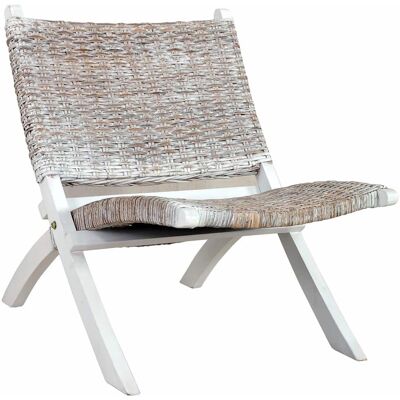 Maison Exclusive - Chaise De Relaxation Rotin Kubu Naturel Et Bois D'Acajou Massif - Publicité Maison Exclusive - Chaise De Relaxation Rotin Kubu Naturel Et Bois D'Acajou Massif - Publicité