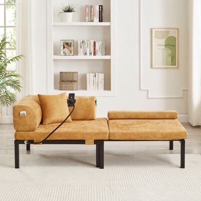 ACKERMAN Solid Wood Folding Sofa Bed – Multifunctional Single Pull-out Bed - Yellow - Publicité ACKERMAN Solid Wood Folding Sofa Bed – Multifunctional Single Pull-out Bed - Yellow - Publicité