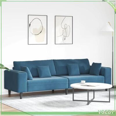 OEM Canapé 4 Places - Faf7291712451652 - Velours Bleu - Largeur D'Assise 208 Cm - Contemporain - Publicité OEM Canapé 4 Places - Faf7291712451652 - Velours Bleu - Largeur D'Assise 208 Cm - Contemporain - Publicité