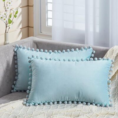 XISRENS Rectangle 30x50cm Bleu Canard Housse De Coussin 12x20 Pouces Housses De Coussin Doux Pour Canapé Chaise Salon Pom Pom Housses De Coussin Décoratif, Paquet De 2 - Publicité XISRENS Rectangle 30x50cm Bleu Canard Housse De Coussin 12x20 Pouces Housses De Coussin Doux Pour Canapé Chaise Salon Pom Pom Housses De Coussin Décoratif, Paquet De 2 - Publicité