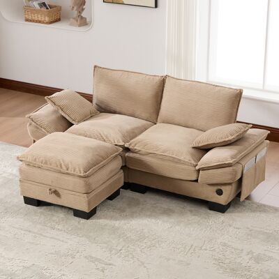 VIVACASA Canapé Modulable 2 Places Velours Côtelé Pouf Ergonomique Mousse Haute Densité Usb-c Poches Latérales Kaki - Publicité VIVACASA Canapé Modulable 2 Places Velours Côtelé Pouf Ergonomique Mousse Haute Densité Usb-c Poches Latérales Kaki - Publicité