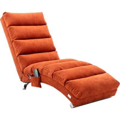 NIKYPJ Chaise Longue Massante 148 X 55 X 84 Cm, Méridienne De Massage En Tissu Lin Orange, Dossier 140°, Vibration Douce, Poche Latérale - Publicité NIKYPJ Chaise Longue Massante 148 X 55 X 84 Cm, Méridienne De Massage En Tissu Lin Orange, Dossier 140°, Vibration Douce, Poche Latérale - Publicité