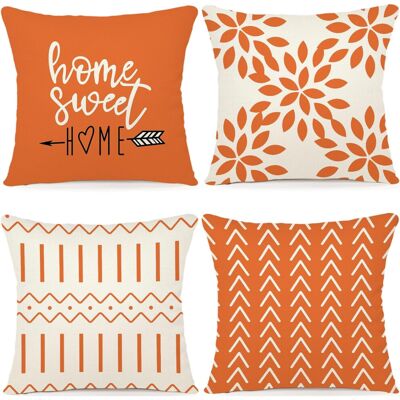 OEM Ensemble De Taies D'Oreiller D'Automne, 18x18 Pouces, Ensemble De 4 Pièces, Taies D'Oreiller Bordées De Lin Orange, Convenant Aux Canapés, Aux Lits Et Aux Voitures - Compatible Avec Les Coussins De 45 - Publicité OEM Ensemble De Taies D'Oreiller D'Automne, 18x18 Pouces, Ensemble De 4 Pièces, Taies D'Oreiller Bordées De Lin Orange, Convenant Aux Canapés, Aux Lits Et Aux Voitures - Compatible Avec Les Coussins De 45 - Publicité