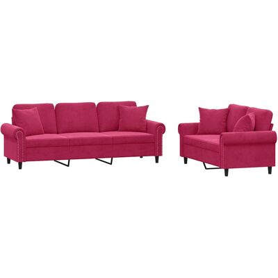 Maison Exclusive - Ensemble De Canapés 2 Pcs Avec Coussins Rouge Bordeaux Velours - Publicité Maison Exclusive - Ensemble De Canapés 2 Pcs Avec Coussins Rouge Bordeaux Velours - Publicité