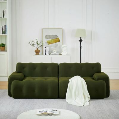 ABAISAN Canapé 2 Places 224 Cm – Design Nuage – Tissu 3d Maille – Accoudoirs Larges – Boutons Capitonnés – Sans Montage – Vert - Publicité ABAISAN Canapé 2 Places 224 Cm – Design Nuage – Tissu 3d Maille – Accoudoirs Larges – Boutons Capitonnés – Sans Montage – Vert - Publicité