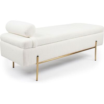 MENZZO Banquette-coffre Moderne Hepburn L140cm Tissu Bouclette Blanc - Publicité MENZZO Banquette-coffre Moderne Hepburn L140cm Tissu Bouclette Blanc - Publicité