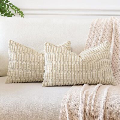 Vision Lot De 2 Housses De Coussins En Velours Côtelé Décoratif Canapé Taie D'Oreiller Doux Decoration Pour Maison Salon Chambre Canapé Décoration 30x50cm (beige) - Publicité Vision Lot De 2 Housses De Coussins En Velours Côtelé Décoratif Canapé Taie D'Oreiller Doux Decoration Pour Maison Salon Chambre Canapé Décoration 30x50cm (beige) - Publicité