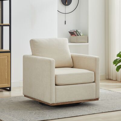 ACKERMAN Fauteuil Pivotant À Quatre Faces Rembourré, Fauteuil Confortable, Fauteuil Club 360° Et Fauteuil De Lounge Avec Accoudoirs Pour Salon, Chambre À Coucher, Appartement Et Chambre D'Enfant, Beige - Publicité ACKERMAN Fauteuil Pivotant À Quatre Faces Rembourré, Fauteuil Confortable, Fauteuil Club 360° Et Fauteuil De Lounge Avec Accoudoirs Pour Salon, Chambre À Coucher, Appartement Et Chambre D'Enfant, Beige - Publicité