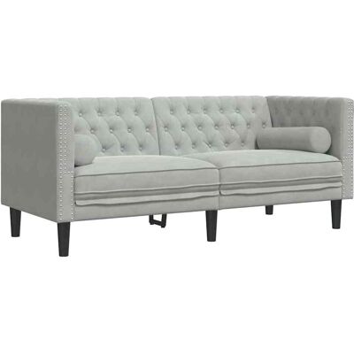 DESIGN IN Canapé Sofa Gris Clair 174 X 74,5 X 70,5 Cm Velours - Publicité DESIGN IN Canapé Sofa Gris Clair 174 X 74,5 X 70,5 Cm Velours - Publicité
