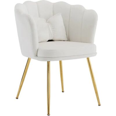 SANS MARQUE Fauteuil Décoratif Rembourré En Velours, Dossier Pétalé, Pieds Métalliques Dorés, Coussin Papillon Pour Salon Et Chambre-beige - Publicité SANS MARQUE Fauteuil Décoratif Rembourré En Velours, Dossier Pétalé, Pieds Métalliques Dorés, Coussin Papillon Pour Salon Et Chambre-beige - Publicité