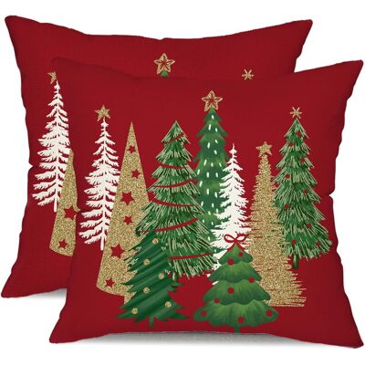KAJFJAD Housses De Coussin De Noël 50 X 50 Cm, Lot De 2 Coussins Décoratifs Rouges Motif Sapin De Noël, Housses De Coussin Pour Canapé Et Décorations De Noël Du Salon, Idéales Pour Les Fêtes D'Hiver. Publicité KAJFJAD Housses De Coussin De Noël 50 X 50 Cm, Lot De 2 Coussins Décoratifs Rouges Motif Sapin De Noël, Housses De Coussin Pour Canapé Et Décorations De Noël Du Salon, Idéales Pour Les Fêtes D'Hiver. Publicité