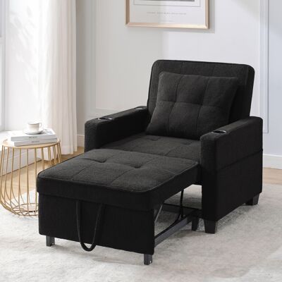 ACKERMAN Canapé-lit Individuel Extensible 3 En 1 – Avec Porte-gobelets Et Port Usb, Fauteuil Inclinable Canapé, Chaise-lit, Fauteuil, Parfait Pour Petits Espaces - Publicité ACKERMAN Canapé-lit Individuel Extensible 3 En 1 – Avec Porte-gobelets Et Port Usb, Fauteuil Inclinable Canapé, Chaise-lit, Fauteuil, Parfait Pour Petits Espaces - Publicité